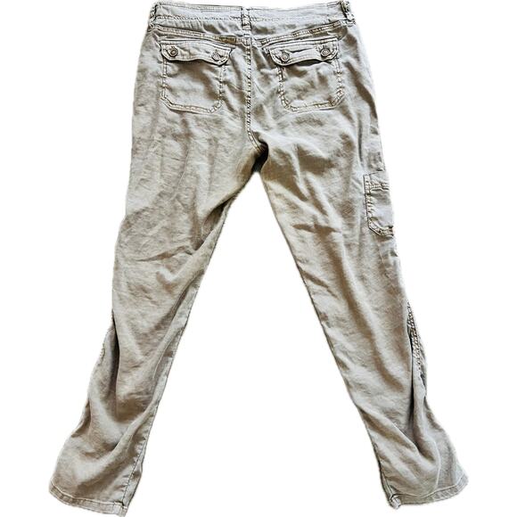 Anthropologie Level 99 Dayla Cargo Pants in Husk Linen Tencel 28 Beige - Picture 5 of 7